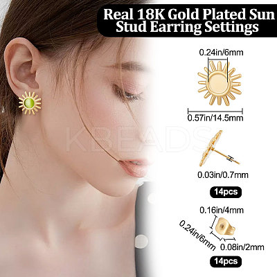 14Pcs 304 Stainless Steel Stud Earring Findings STAS-BBC0002-24-1