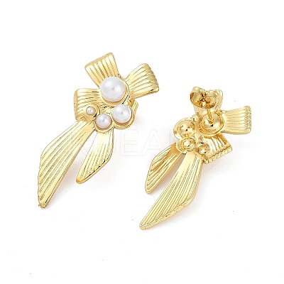 Ion Plating(IP) 304 Stainless Steel Bowknot Stud Earrings EJEW-Z068-42G-1