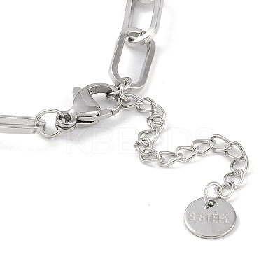 Tarnish Resistant 304 Stainless Steel Paperclip Chain Rectangle Link Bracelets for Women BJEW-C071-02P-1