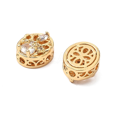 Brass Micro Pave Cubic Zirconia Beads KK-A259-08G-1
