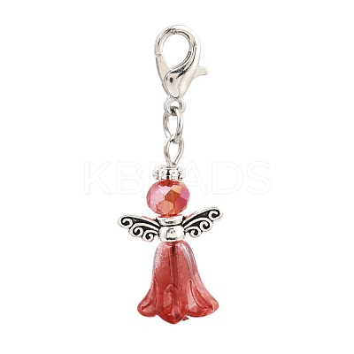 8Pcs Alloy & Glass Angel Pendant Decoratons HJEW-JM04207-02-1