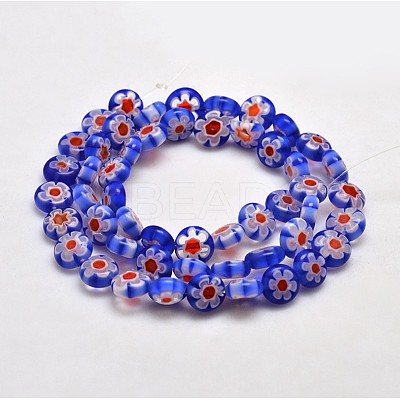 Handmade Millefiori Glass Flat Round Bead Strands X-LK-P011-12-1