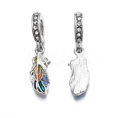 Rack Plating Alloy Enamel European Dangle Charms MPDL-N039-041-1