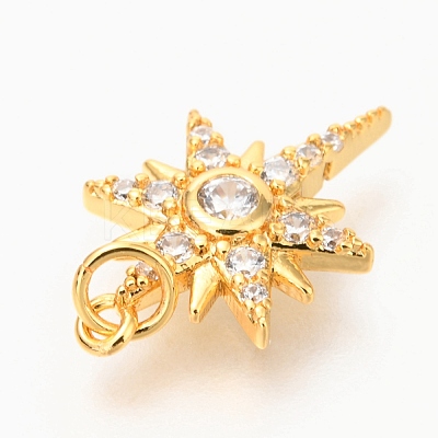 Brass Micro Pave Clear Cubic Zirconia Charms ZIRC-O036-06G-1