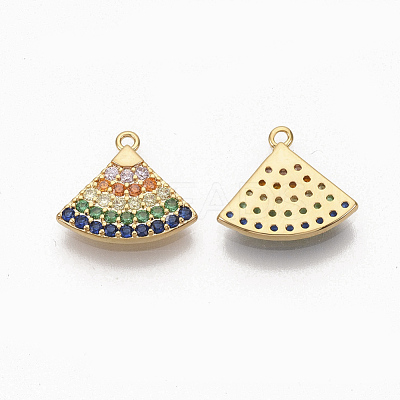 Brass Colorful  Cubic Zirconia Charms ZIRC-Q021-037G-NF-1