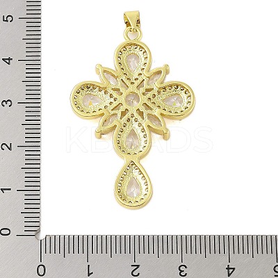 Rack Plating Brass Clear Cubic Zirconia Pendants KK-S380-32G-B-1