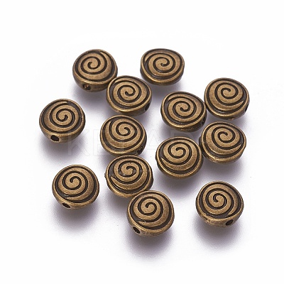 Tibetan Style Alloy Flat Round Carved Vortex Beads LS-X-TIBEB-5437-AB-FF-1