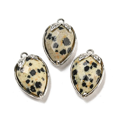 Natural Dalmatian Jasper Faceted Pendants G-M431-06P-05-1