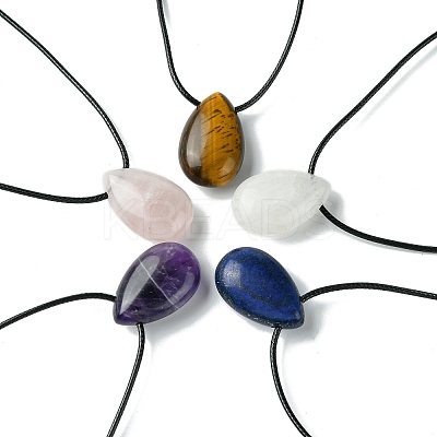 Natural & Synthetic Gemstone Pendant Necklaces NJEW-C046-02-1
