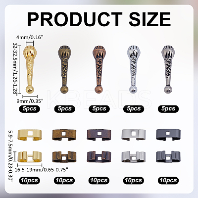 75Pcs 10 Styles Alloy Cord Ends FIND-ME0003-03-1