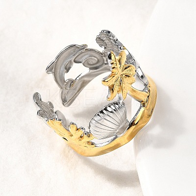 304 Stainless Steel Cuff Rings for Women RJEW-F193-01GP-1
