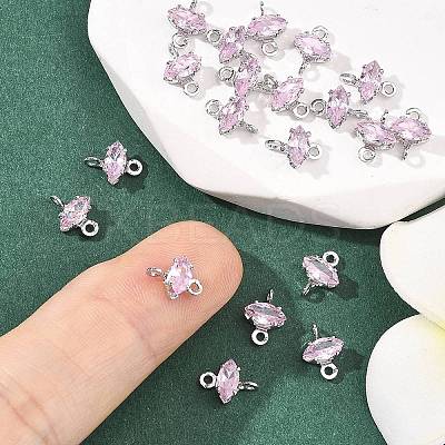 SHEGRACE Brass Pave Cubic Zirconia Horse Eye Connector Charms XGRQ2O565-436C-P-1