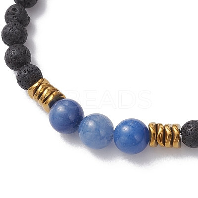 Natural & Synthetic Gemstone Round Beaded Stretch Bracelets for Men Women BJEW-JB12263-02-1