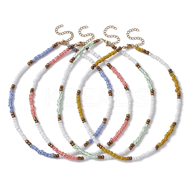 Glass Seed Beaded Necklace for Women NJEW-JN04393-1