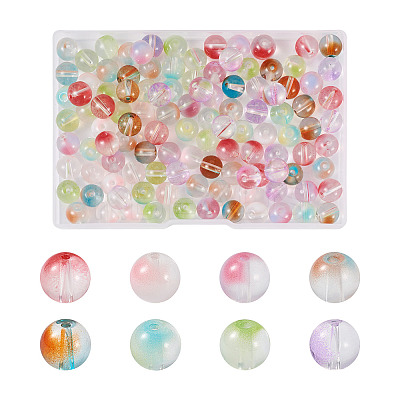 120Pcs 8 Colors Transparent Glass Beads GLAA-CW0001-05-1