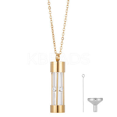 1Pc Column Glass Urn Ashes Necklaces NJEW-DR0001-05G-1