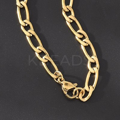 Ion Plating(IP) 304 Stainless Steel Figaro Chain Bracelets BJEW-I274-03G-1