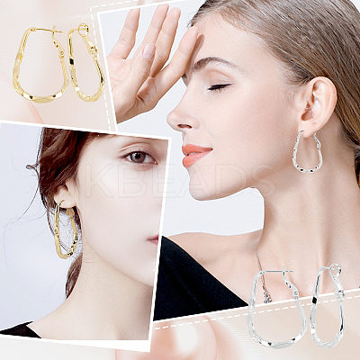 4 Pairs 2 Colors Twist Teardrop Huggie Hoop Earrings EJEW-GA0001-03-1