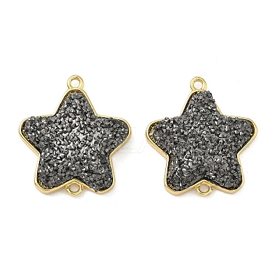 Brass with Druzy Resin Connector Charms KK-C158-05A-G-1