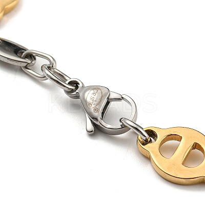 Ion Plating(IP) Two Tone 201 Stainless Steel Oval Link Chain Bracelet BJEW-B078-10GP-1