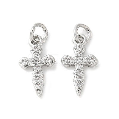 Brass Micro Pave Cubic Zirconia Charms KK-U056-26P-1