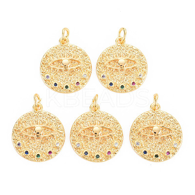 Rack Plating Brass Micro Pave Colorful Cubic Zirconia Pendants KK-N233-189A-01-1