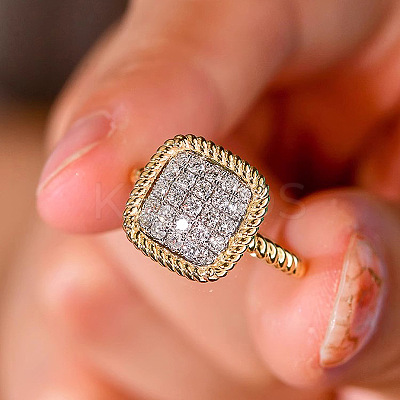Brass Micro Pave Cubic Zirconia Finger Rings for Women FS-WG378B2-02-1