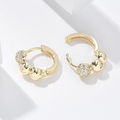Brass Clear Cubic Zirconia Hoop Earrings EJEW-Q014-07G-1