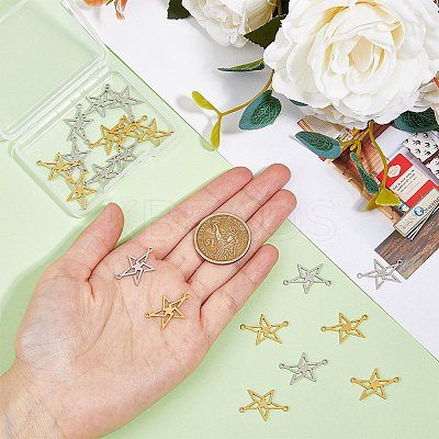 20pcs 2 Colors 201 Stainless Steel Connector Charms STAS-DC0009-25-1