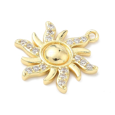 Brass Micro Pave Clear Cubic Zirconia Pendants KK-G548-01B-G-1