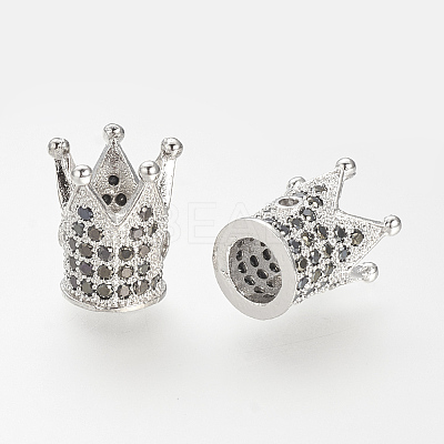 Brass Micro Pave Cubic Zirconia Beads ZIRC-S053-YS009B-1-1