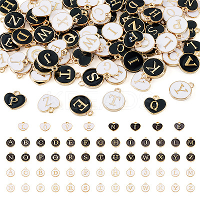 92Pcs 4 Styles Initial Letter A~Z Alphabet Enamel Charms ENAM-TA0003-50-1