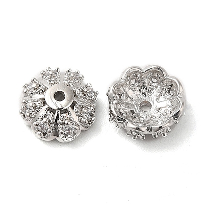Brass Micro Pave Cubic Zirconia Bead Caps KK-E068-VF836-1-1