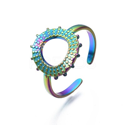 304 Stainless Steel Donut Cuff Ring RJEW-N038-109-1