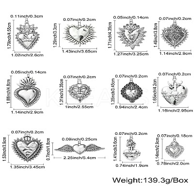 24Pcs 12 Styles Tibetan Style Alloy Pendantss FIND-CJ0002-38-1