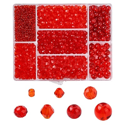 7 Styles Transparent Glass Beads EGLA-YW0003-91B-1