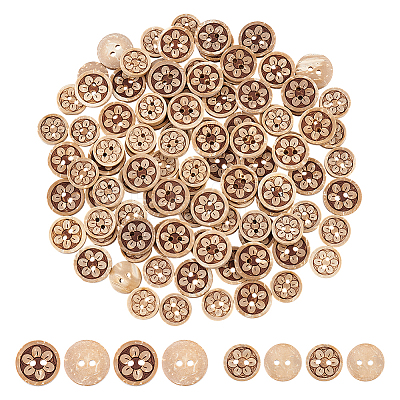 100Pcs 2 Styles Natural Coconut Buttons BUTT-ME0001-22-1