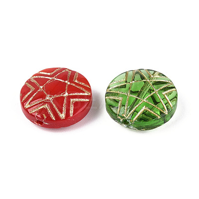 Flat Round with Star Glass Beads GLAA-T025-46M-1