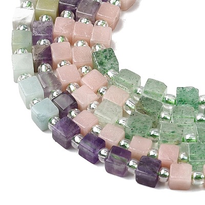 Natural Green Strawberry Quartz & Pink Opal & Southern Jade & Flower Amazonite & Amethyst & Howlite Beads Strands G-H333-03L-1