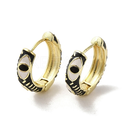 Horse Eye Real 18K Gold Plated Brass Hoop Earrings EJEW-Q797-07G-03-1