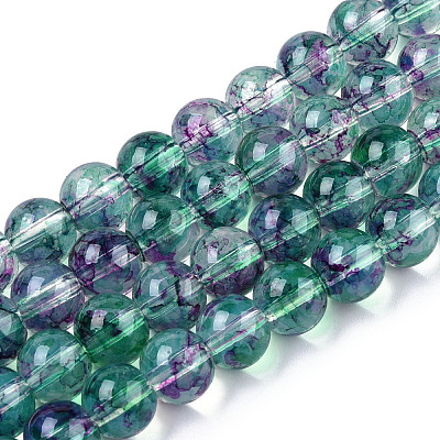 Baking Paint Glass Beads Strands S-DGLA-Q023-8mm-DB79-1