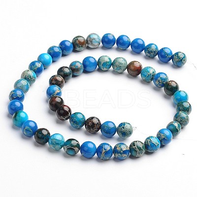 Dyed Natural Imperial Jasper Round Bead Strands G-M274-05-4mm-1