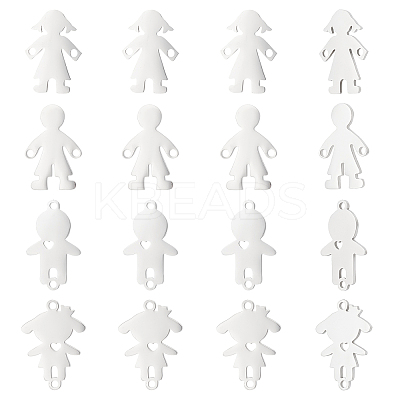 16Pcs 4 Style 201 Stainless Steel Connector Charms STAS-UN0035-52-1