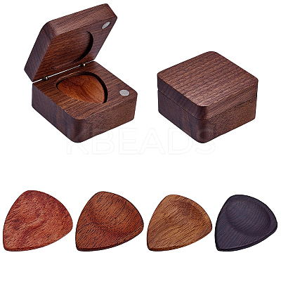 4Pcs 4 Colors Triangle Wood Guitar Picks AJEW-AR0005-07-1
