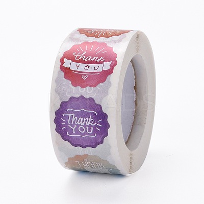 Flat Round Paper Thank You Stickers LS-DIY-C042-15-1