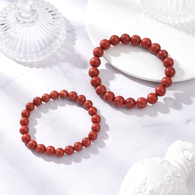 2Pcs 2 Styles Natural Red Jasper Beads Bracelets BJEW-JB12200-1