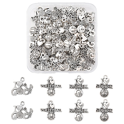 60Pcs 4 Styles Tibetan Style Zinc Alloy Pendants TIBEP-FS0001-35-1