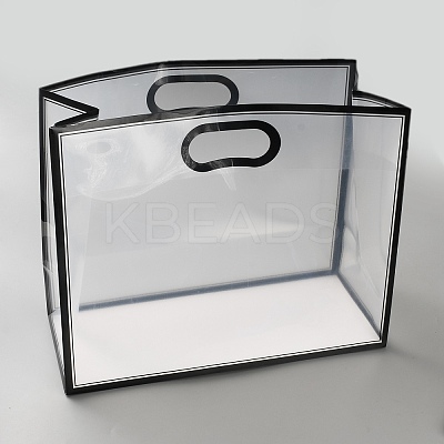 Rectangle Frosted Transparent PP Plastic Storage Bags with Die Hole Handles ABAG-WH0072-004B-1
