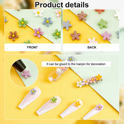 180Pcs 9 Colors Flower Opaque Resin Cabochons FIND-PH0008-95-1