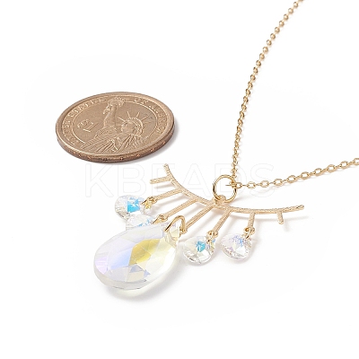 Teardrop Glass Pendant Necklace NJEW-JN04231-1